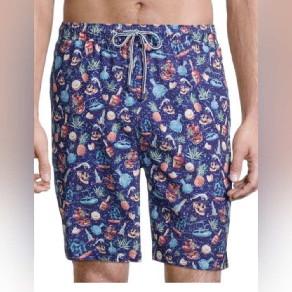 Peter Millar Seaside Ship Faced‎ Skull Drinks Swim Trunks Blue Print XL
